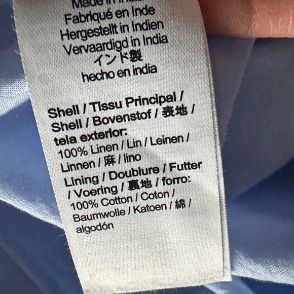 J. Crew 100% Linen Daydream Smocked Puff Sleeve Midi‎ Dress French Blue Large - Picture 10 of 11